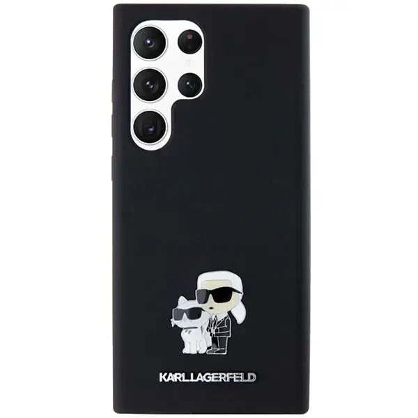 Karl Lagerfeld Silicone Karl&Choupette Metal Pin case for Samsung Galaxy S23 Ultra - black - Cell phone cases