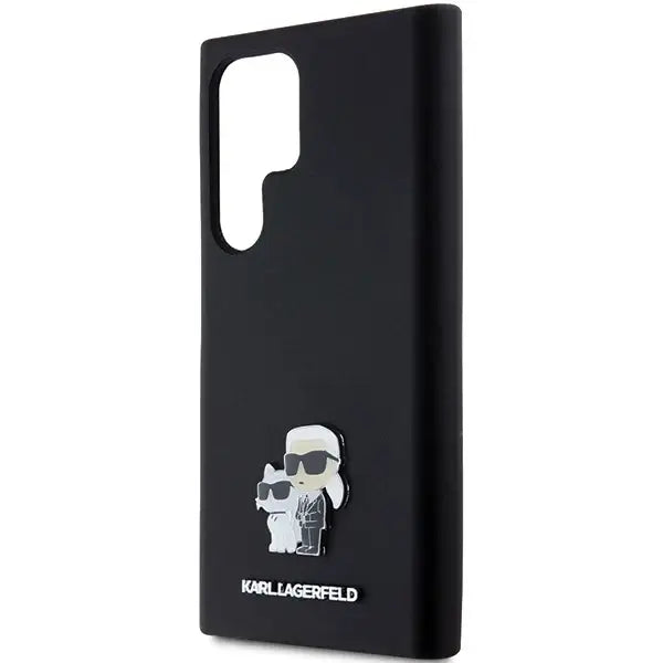 Karl Lagerfeld Silicone Karl&Choupette Metal Pin case for Samsung Galaxy S23 Ultra - black - Cell phone cases