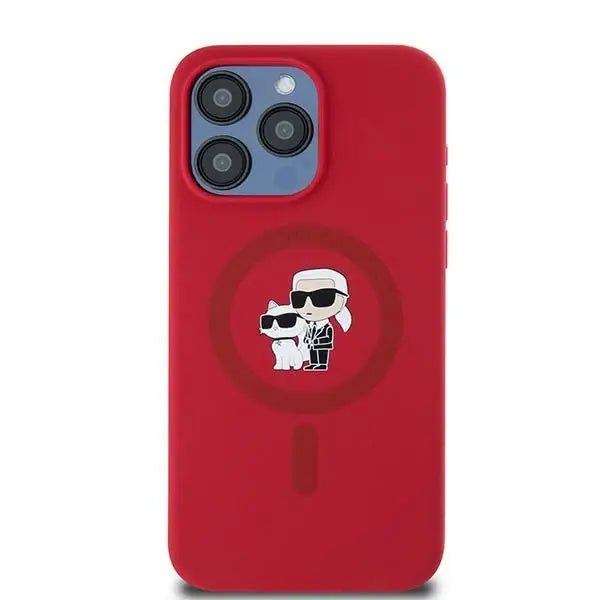 Karl Lagerfeld Silicone Karl&Choupette Ring MagSafe case for iPhone 15 Pro Max - red - Cell phone cases
