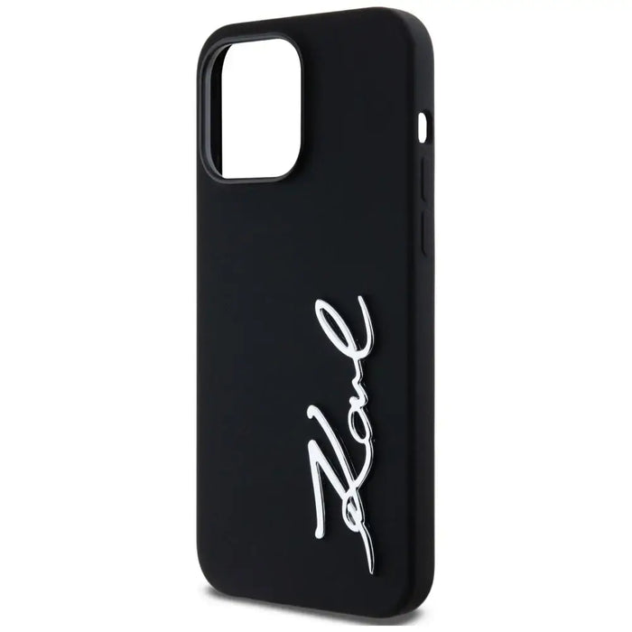 Karl Lagerfeld Silicone Metal Script Logo Case for iPhone 14 Pro Max Black - Cell phone cases and covers<<<HurtelXML