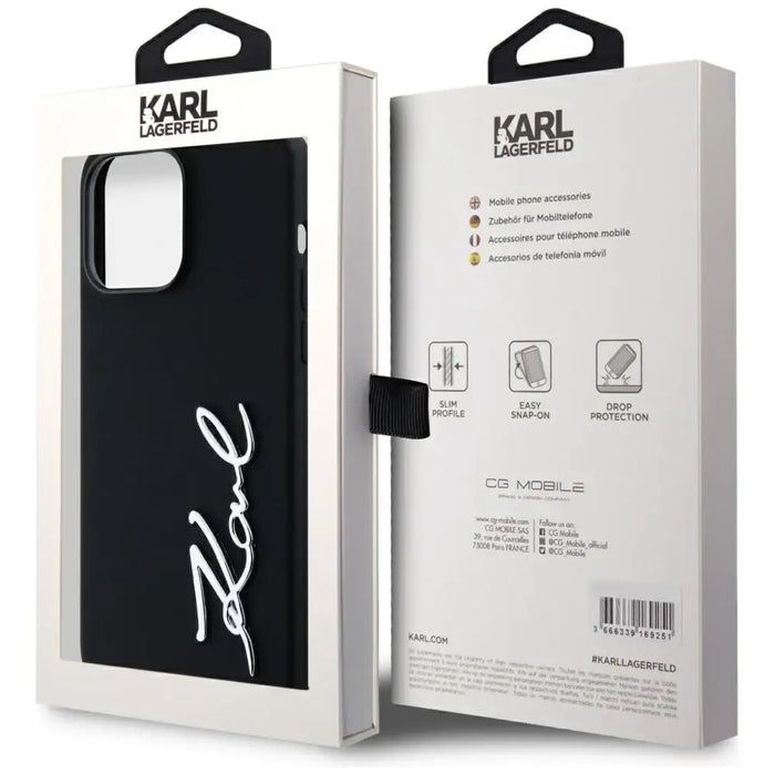 Karl Lagerfeld Silicone Metal Script Logo Case for iPhone 14 Pro Max Black - Cell phone cases and covers<<<HurtelXML