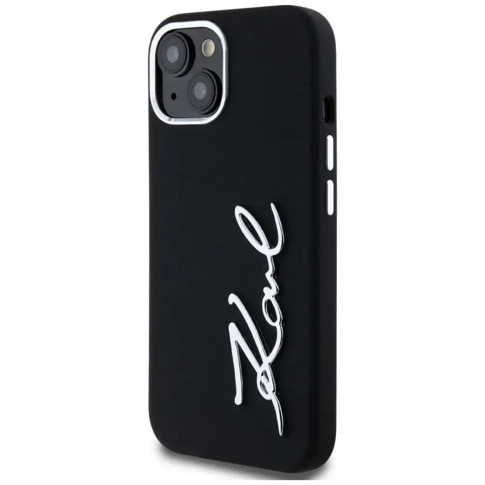 Karl Lagerfeld Silicone Metal Script Logo iPhone 15 Case - Black - Cell phone cases and covers<<<HurtelXML