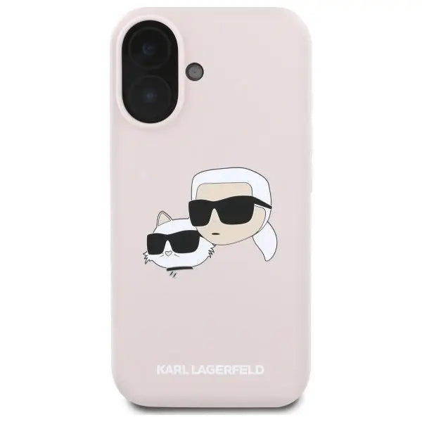 Karl Lagerfeld Silicone Nauble Heads Print MagSafe Case for iPhone 16 - Pink - Cell phone cases and covers<<<HurtelXML