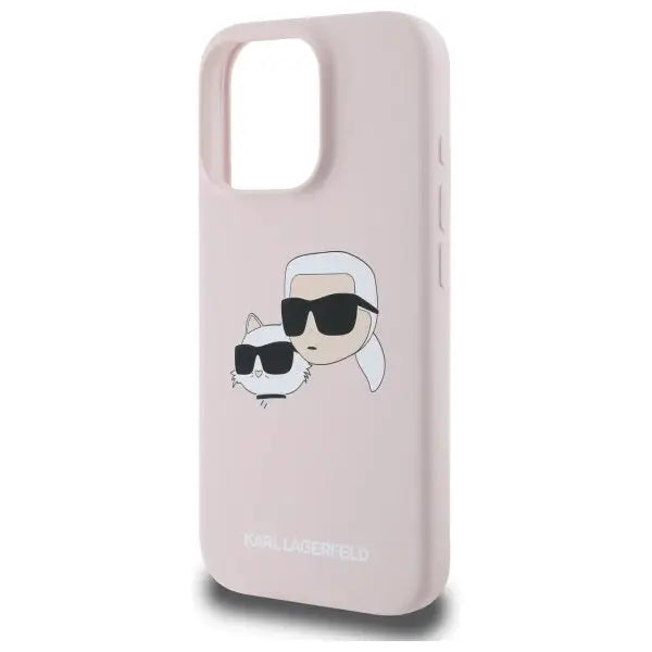 Karl Lagerfeld Silicone Nauble Heads Print MagSafe Case for iPhone 16 Pro Max - Pink - Cell phone cases