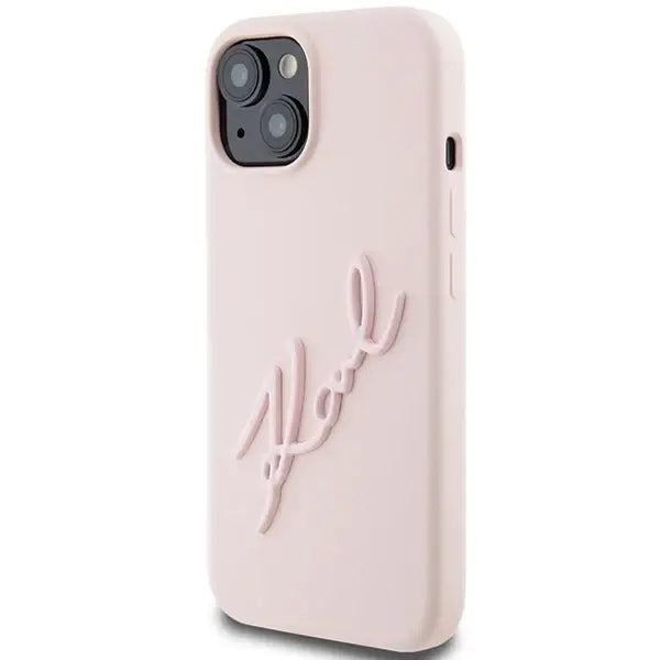 Karl Lagerfeld Silicone Karl Script case for iPhone 15 - pink - Cell phone cases and covers<<<HurtelXML