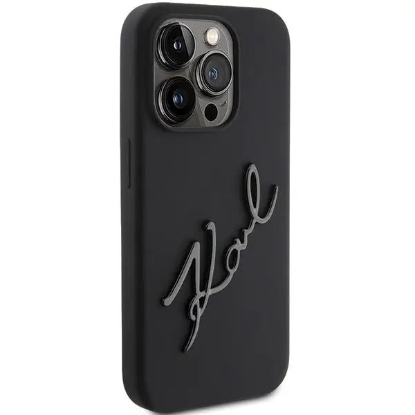 Karl Lagerfeld Silicone Karl Script case for iPhone 15 Pro - black - Cell phone cases and covers<<<HurtelXML