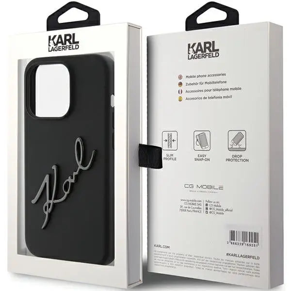 Karl Lagerfeld Silicone Karl Script case for iPhone 15 Pro - black - Cell phone cases and covers<<<HurtelXML