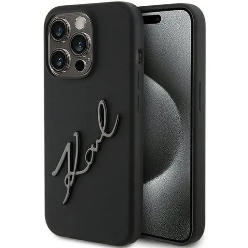 Karl Lagerfeld Silicone Karl Script case for iPhone 15 Pro - black - Cell phone cases and covers<<<HurtelXML