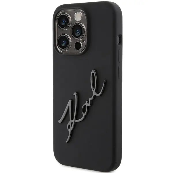 Karl Lagerfeld Silicone Karl Script case for iPhone 15 Pro - black - Cell phone cases and covers<<<HurtelXML