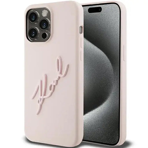 Karl Lagerfeld Silicone Karl Script case for iPhone 15 Pro Max - pink - Cell phone cases and covers<<<HurtelXML