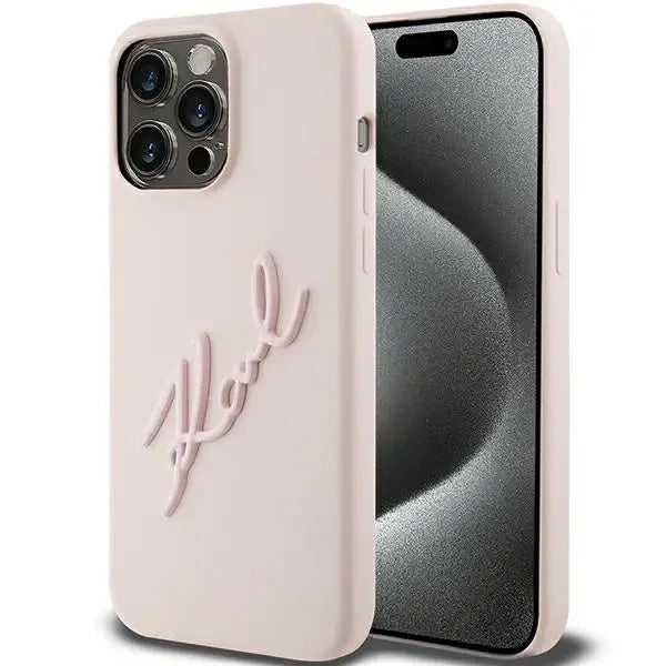 Karl Lagerfeld Silicone Karl Script case for iPhone 15 Pro Max - pink - Cell phone cases and covers<<<HurtelXML