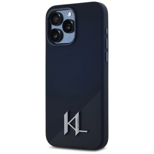 Karl Lagerfeld Silicone Shadow Metal Initial MagSafe Case for iPhone 15 Pro Black - Cell phone cases