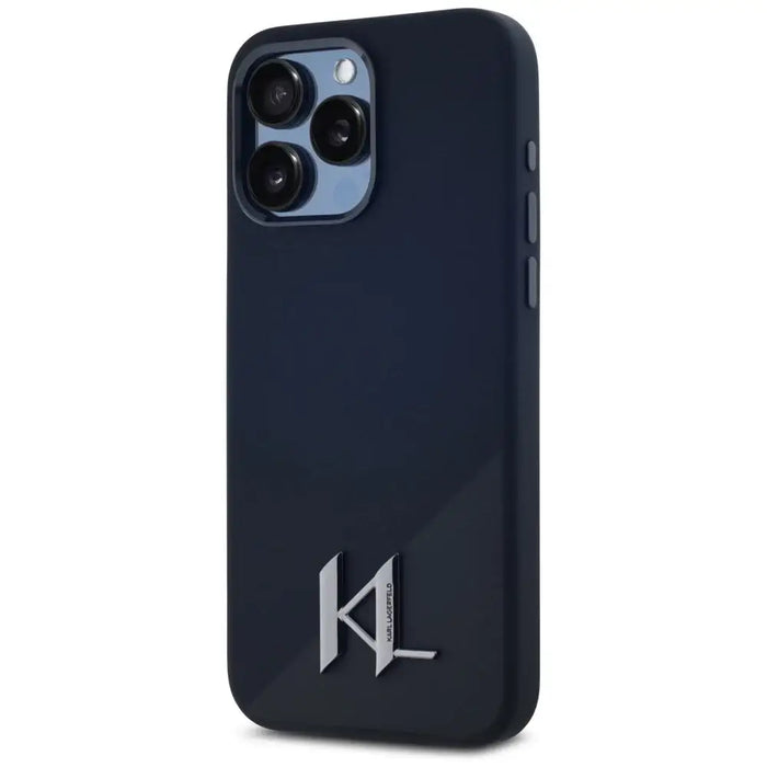 Karl Lagerfeld Silicone Shadow Metal Initial MagSafe Case for iPhone 15 Pro Black - Cell phone cases