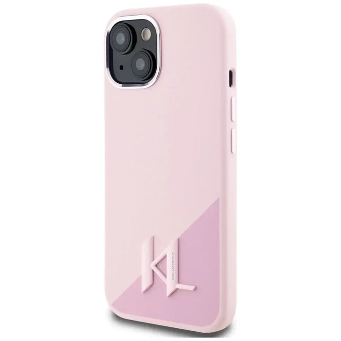 Karl Lagerfeld Silicone Shadow Metal Initial MagSafe iPhone 15 Case Pink - Cell phone cases and covers<<<HurtelXML