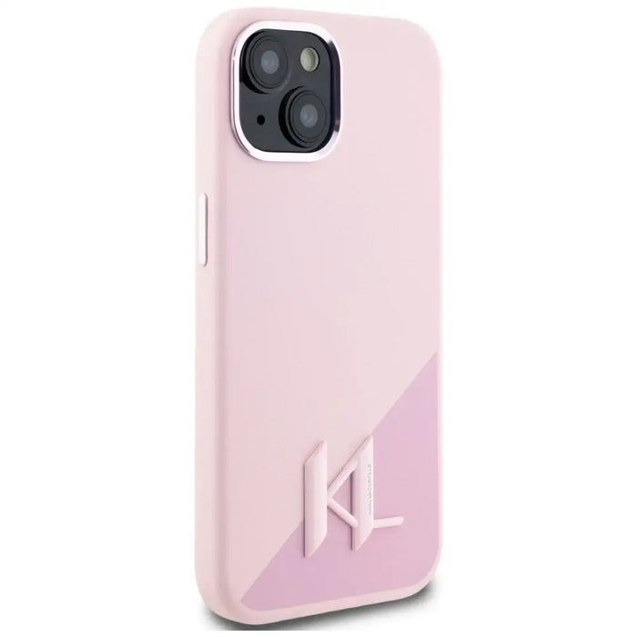 Karl Lagerfeld Silicone Shadow Metal Initial MagSafe iPhone 15 Case Pink - Cell phone cases and covers<<<HurtelXML