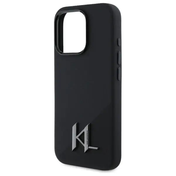 Karl Lagerfeld Silicone Shadow Metal Initial MagSafe iPhone 16 Pro Case - Black - Cell phone cases
