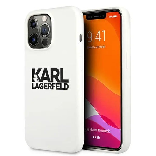Karl Lagerfeld Silicone Stack Logo Case for iPhone 13 Pro / 13 6.1’’ - White - Cell phone cases and covers<<<HurtelXML