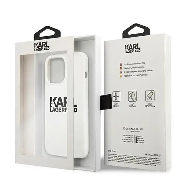 Karl Lagerfeld Silicone Stack Logo Case for iPhone 13 Pro / 13 6.1’’ - White - Cell phone cases and covers<<<HurtelXML