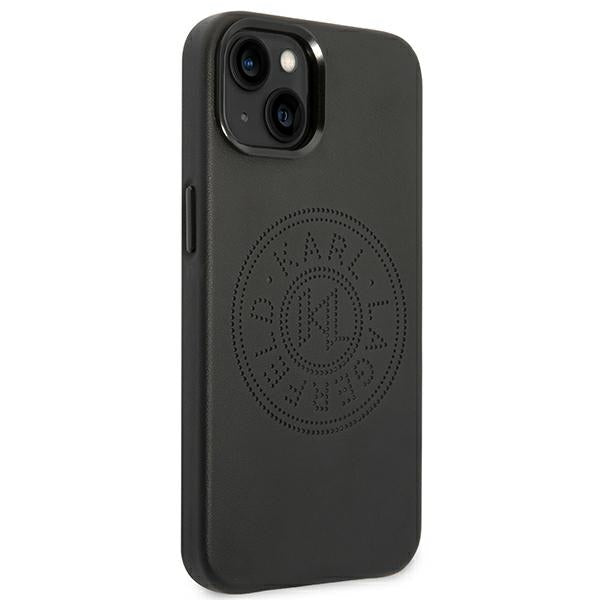 Karl Lagerfeld Leather Perforated Logo Case for iPhone 14 Plus - Black
