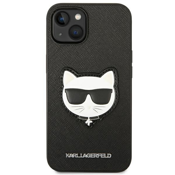 Karl Lagerfeld Saffiano Choupette Head Patch Case for iPhone 14 Plus - Black