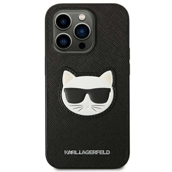 Karl Lagerfeld Saffiano Choupette Head Patch Case for iPhone 14 Pro - Black