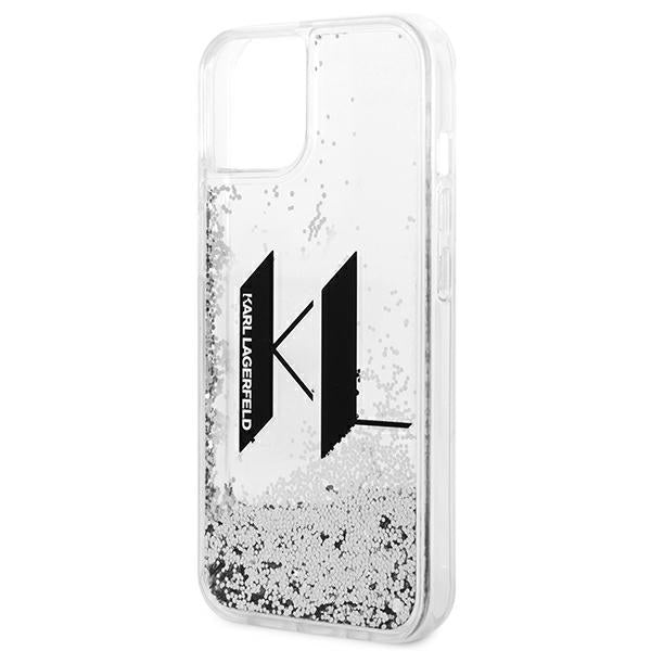 Karl Lagerfeld Liquid Glitter Big KL case for iPhone 14 - silver