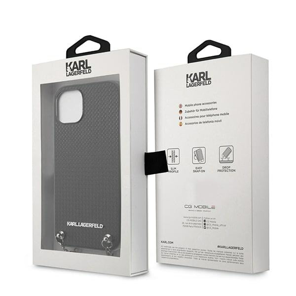 Karl Lagerfeld KLHCP13SPMK iPhone 13 mini 5,4 "hardcase black / black Leather Textured and Chain