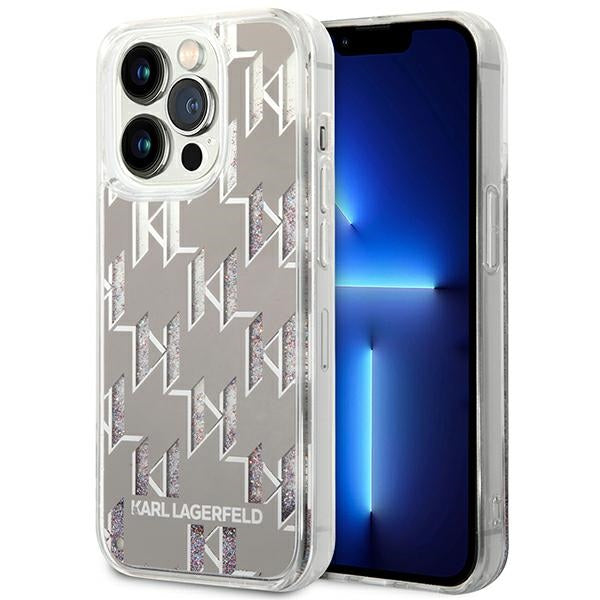 Karl Lagerfeld KLHCP14LLMNMS iPhone 14 Pro 6.1 &quot;hardcase silver / silver Liquid Glitter Monogram