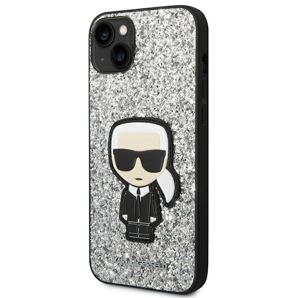 Karl Lagerfeld KLHCP14MGFKPG iPhone 14 Plus 6.7 "hardcase silver / silver Glitter Flakes Ikonik
