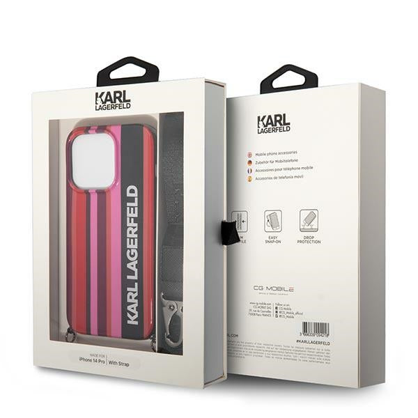 Karl Lagerfeld KLHCP14XSTSTP iPhone 14 Pro Max 6.7 "hardcase pink / pink Color Stripes Strap