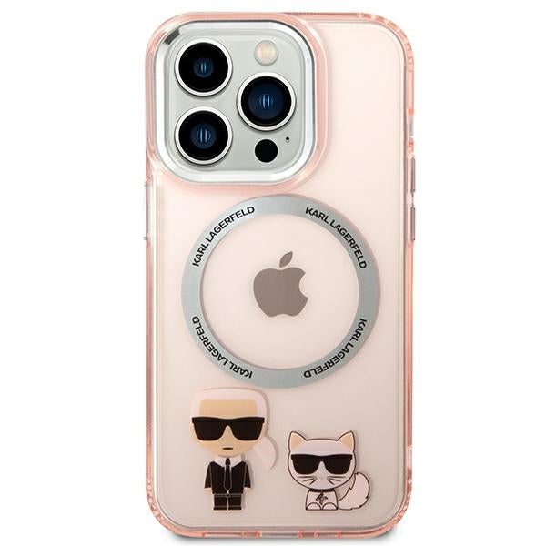 Karl Lagerfeld KLHMP14LHKCP iPhone 14 Pro 6.1&quot; hardcase pink/pink Karl &amp; Choupette Aluminum Magsafe