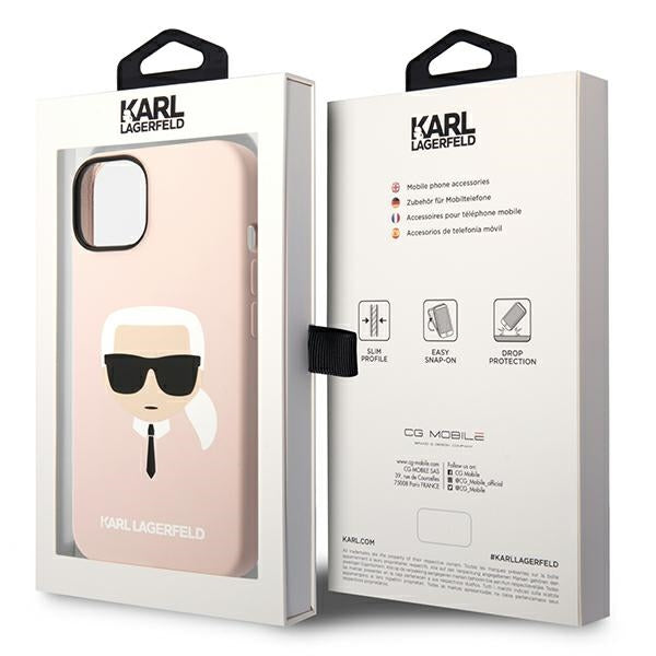 Karl Lagerfeld Silicone Karl&#39;s Head MagSafe Case for iPhone 14 Plus - Light Pink