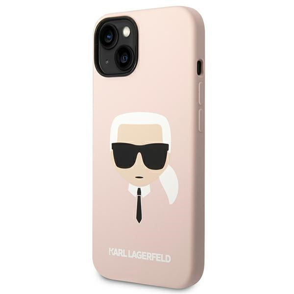 Karl Lagerfeld Silicone Karl&#39;s Head MagSafe Case for iPhone 14 Plus - Light Pink