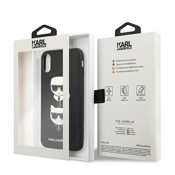 Karl Lagerfeld Saffiano Karl&amp;Choupette Head case for iPhone XS Max - black