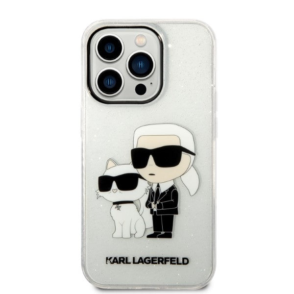 Karl Lagerfeld Glitter Karl&amp;Choupette case for iPhone 14 Pro - transparent