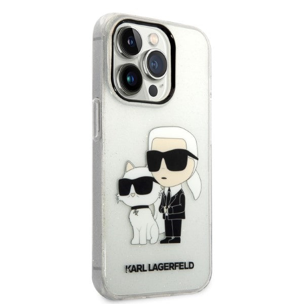Karl Lagerfeld Glitter Karl&amp;Choupette case for iPhone 14 Pro - transparent