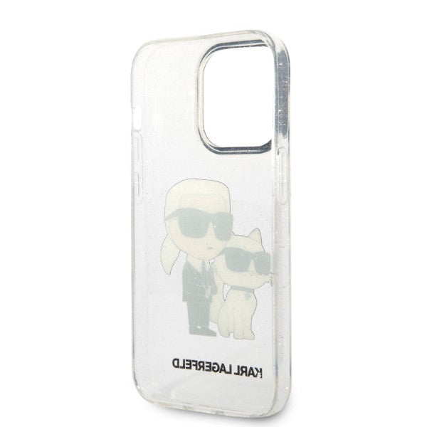 Karl Lagerfeld Glitter Karl&amp;Choupette case for iPhone 14 Pro - transparent