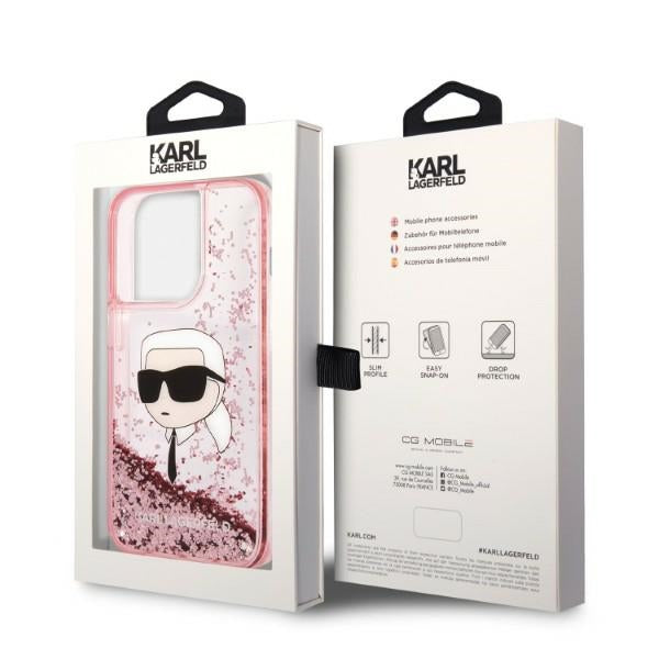 Karl Lagerfeld Glitter Karl's Head case for iPhone 14 Pro - pink