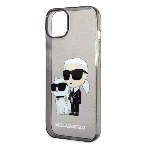 Karl Lagerfeld Glitter Karl&amp;Choupette case for iPhone 14 Plus - black