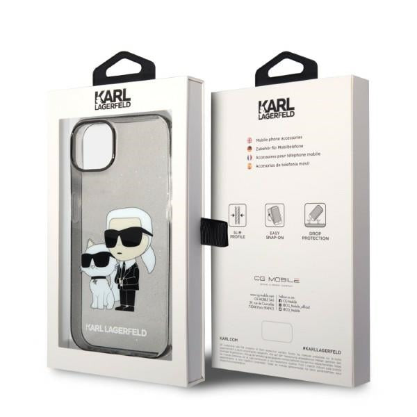 Karl Lagerfeld Glitter Karl&amp;Choupette case for iPhone 14 Plus - black