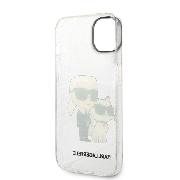 Karl Lagerfeld Glitter Karl&amp;Choupette case for iPhone 14 Plus - transparent