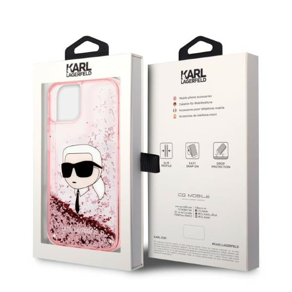 Karl Lagerfeld Glitter Karl's Head case for iPhone 14 Plus - pink