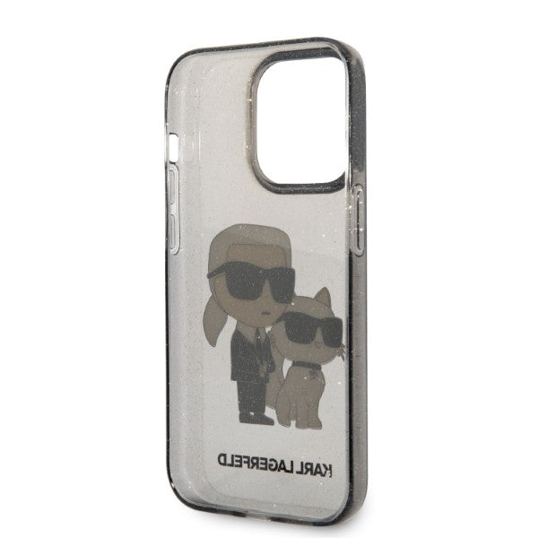 Karl Lagerfeld Glitter Karl&amp;Choupette case for iPhone 14 Pro Max - black