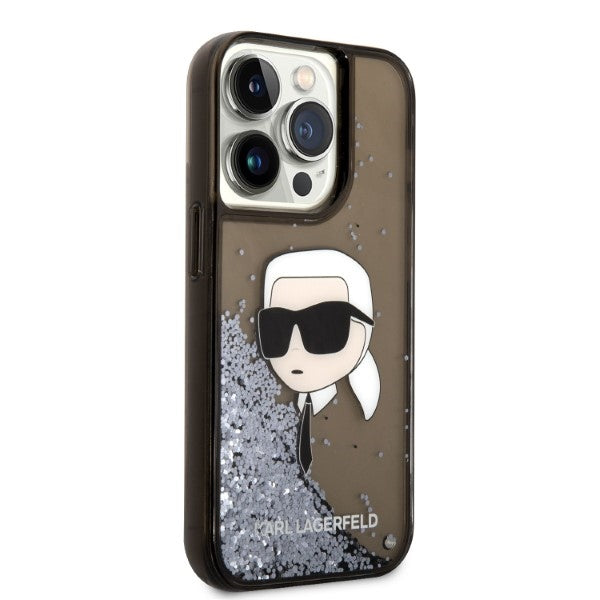 Karl Lagerfeld Glitter Karl's Head case for iPhone 14 Pro Max - black