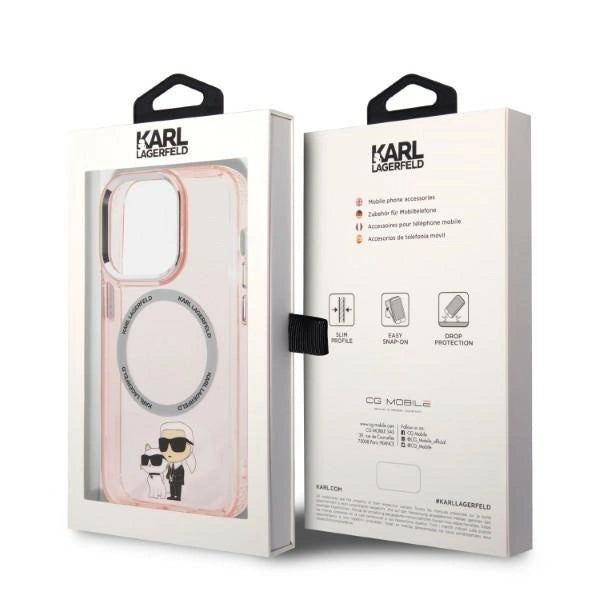 Karl Lagerfeld Iconic Karl&amp;Choupette MagSafe case for iPhone 14 Pro - pink