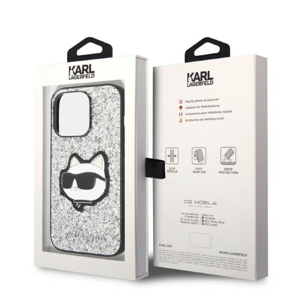 Karl Lagerfeld KLHCP14LG2CPS iPhone 14 Pro 6.1" silver/silver hardcase Glitter Choupette Patch