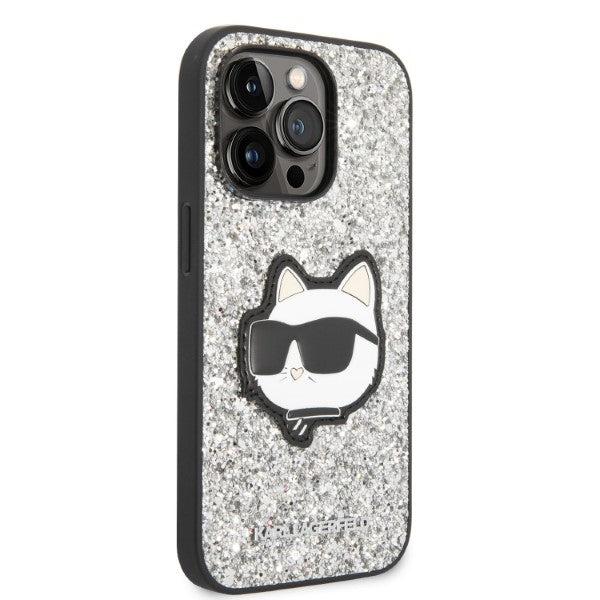 Karl Lagerfeld KLHCP14LG2CPS iPhone 14 Pro 6.1" silver/silver hardcase Glitter Choupette Patch