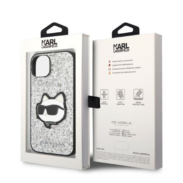 Karl Lagerfeld KLHCP14SG2CPS iPhone 14 6.1" silver/silver hardcase Glitter Choupette Patch