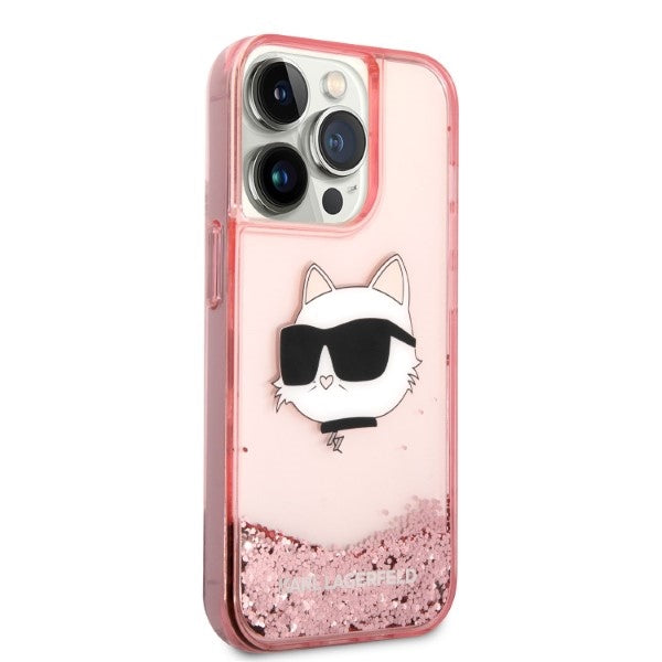 Karl Lagerfeld KLHCP14XLNCHCP iPhone 14 Pro Max 6.7" pink/pink hardcase Glitter Choupette Head