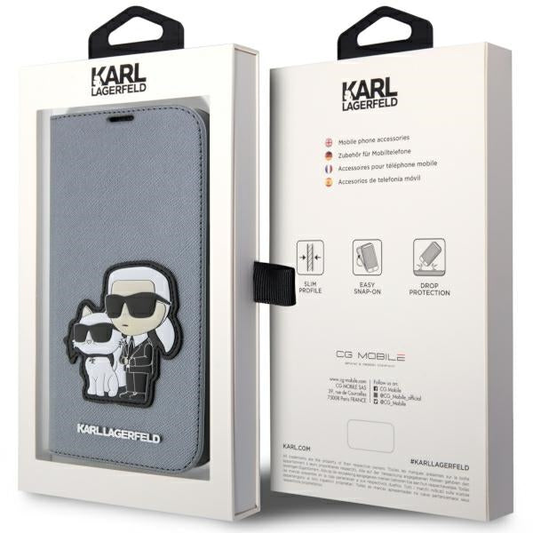 Karl Lagerfeld KLBKP14XSANKCPG iPhone 14 Pro Max 6.7" bookcase silver/silver Saffiano Karl &amp; Choupette